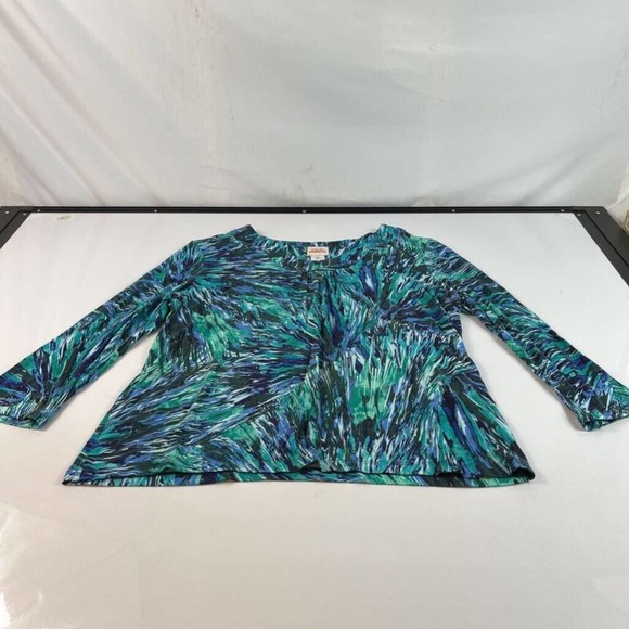 Ruby Rd Womens Casual Shirt Multicolor Abstract Long Sleeve Scoop Neck Stretch M - Picture 1 of 5